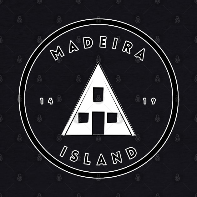 Madeira Island 1419 logo with the traditional Santana house in black & white by Donaby